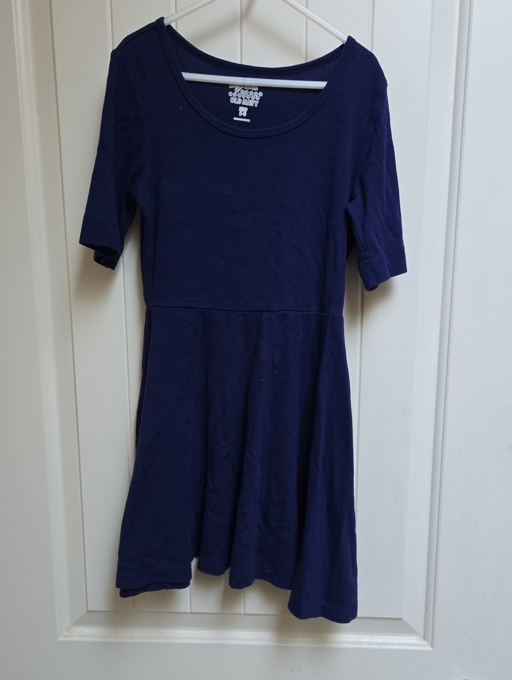 Old Navy Navy Short-Sleeve Fit & Flare Knit Dress